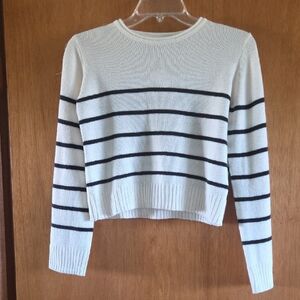 H&M White Sweater with Black Stripes